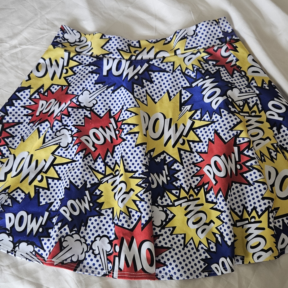 Rue21 Comic Print Mini Skirt - Red, Yellow, Blue - Picture 2 of 3
